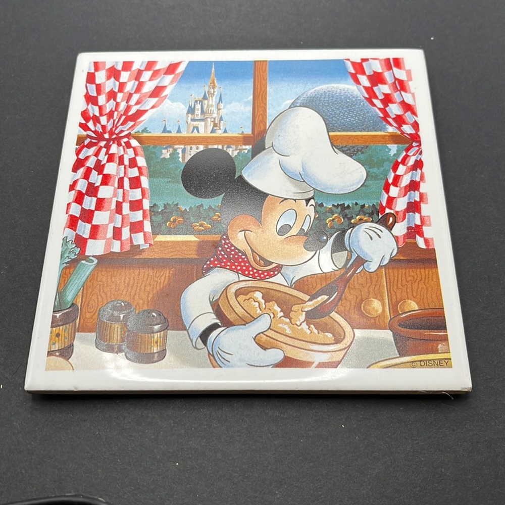 Chef Mickey Mouse Rare 1980s Kitchen Ceramic Tile Trivet Epcot Walt Disney World